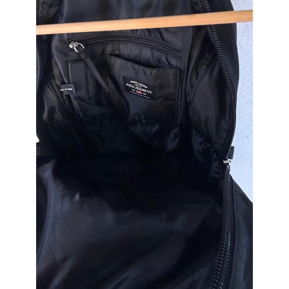 Polo Jeans Co Ralph Lauren Backpack Black Nylon Logo Tape Vintage 90s Bag
